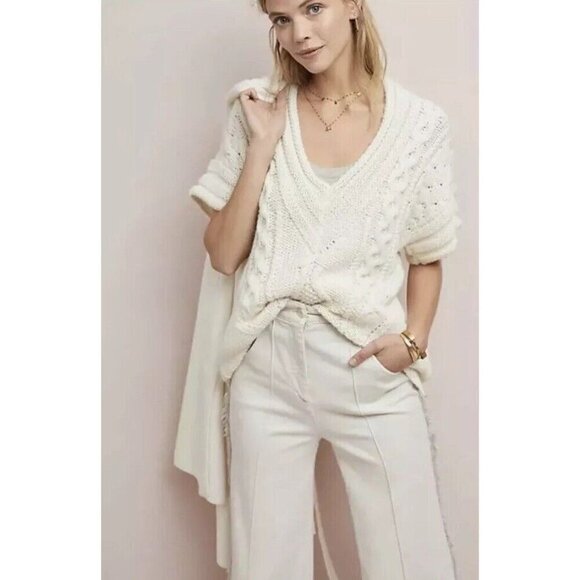 Anthropologie Sweaters - Handknit & Heartfelt Anthropologie Womens Frosty Sweater Sz M Cream Alpaca Wool